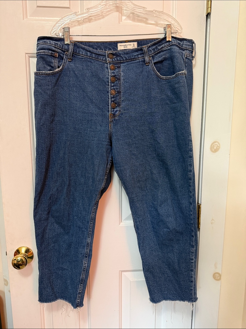 High-Rise Button-Fly Women's Jeans in Dark Blue Denim